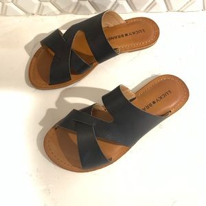 Lucky Brand Leeland Black leather slide. Size 5.5